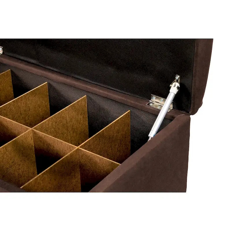 Fabric Upholstered Lift Top Storage Bench with Shoe Organizer and Button Tufting