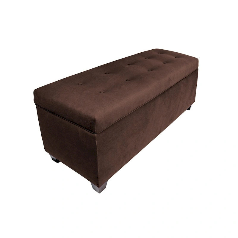 Fabric Upholstered Lift Top Storage Bench with Shoe Organizer and Button Tufting
