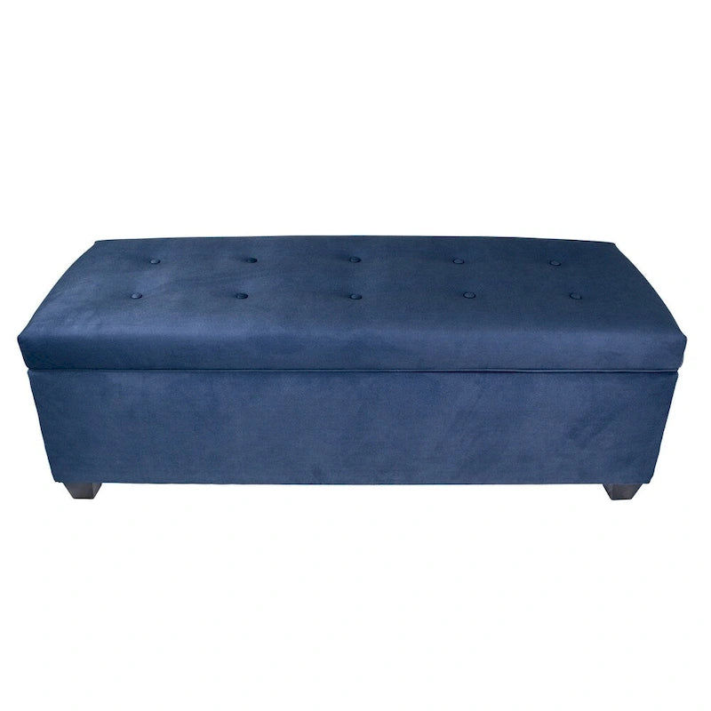 Fabric Upholstered Lift Top Storage Bench with Shoe Organizer and Button Tufting