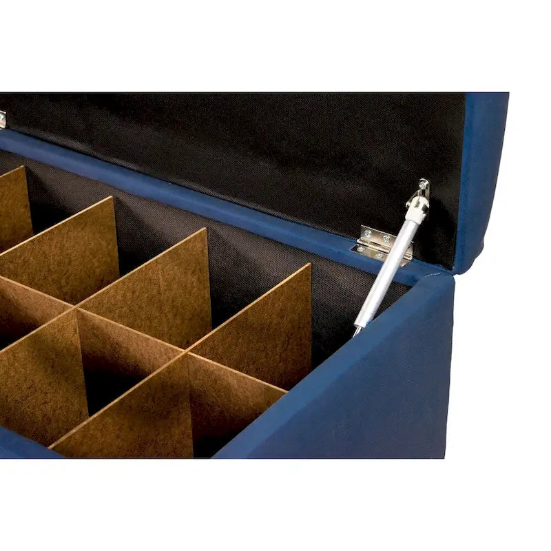 Fabric Upholstered Lift Top Storage Bench with Shoe Organizer and Button Tufting