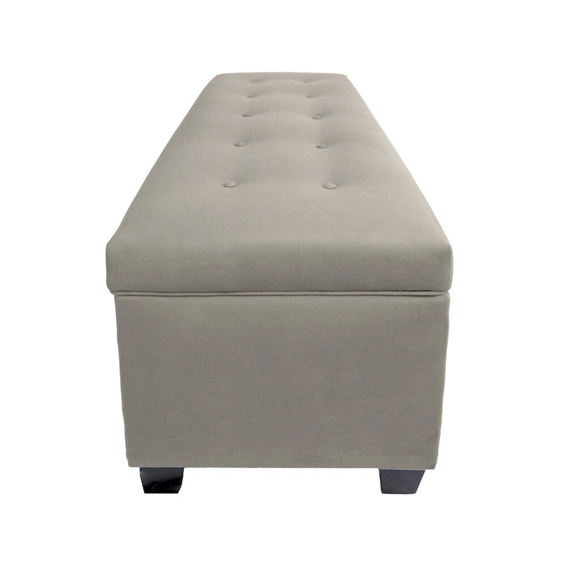 Fabric Upholstered Lift Top Storage Bench with Shoe Organizer and Button Tufting
