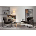 Modern Linen Sling Accent Lounge Chair with Steel Frame Armrest