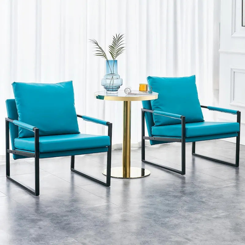 Modern Linen Sling Accent Lounge Chair with Steel Frame Armrest