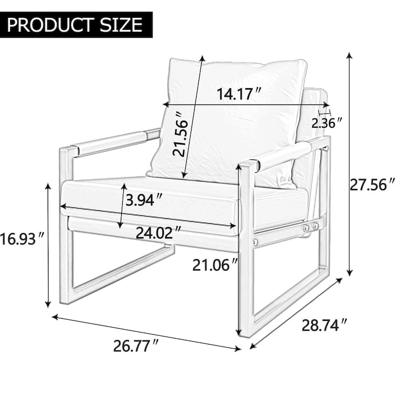 Modern Linen Sling Accent Lounge Chair with Steel Frame Armrest