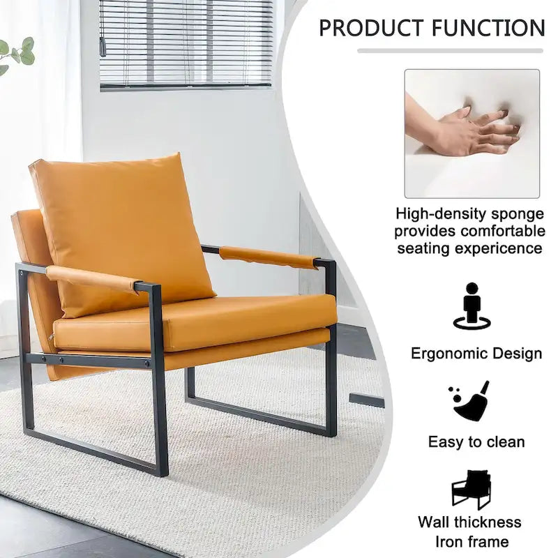 Modern Linen Sling Accent Lounge Chair with Steel Frame Armrest