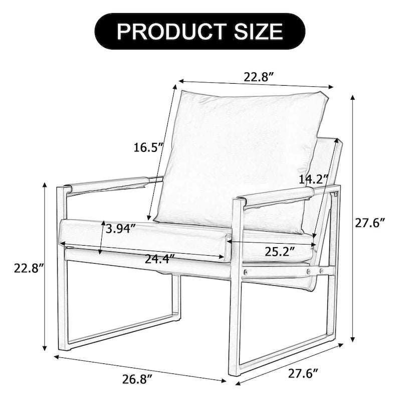 Modern Linen Sling Accent Lounge Chair with Steel Frame Armrest