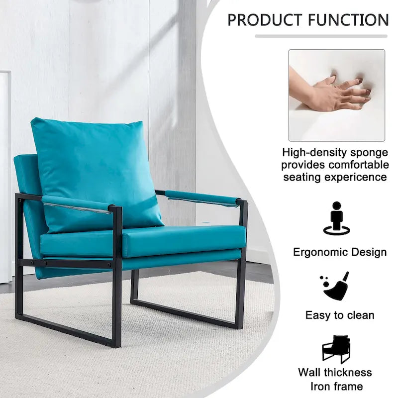 Modern Linen Sling Accent Lounge Chair with Steel Frame Armrest