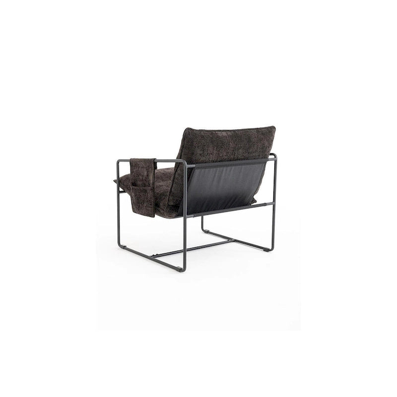 Modern Linen Sling Accent Lounge Chair with Steel Frame Armrest