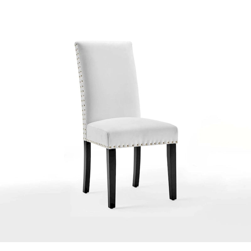 Velvet Nailhead Trim Upholstered Dining Side Chair with Rubberwood Legs