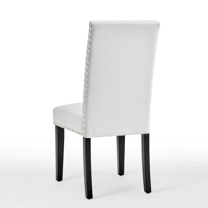 Velvet Nailhead Trim Upholstered Dining Side Chair with Rubberwood Legs