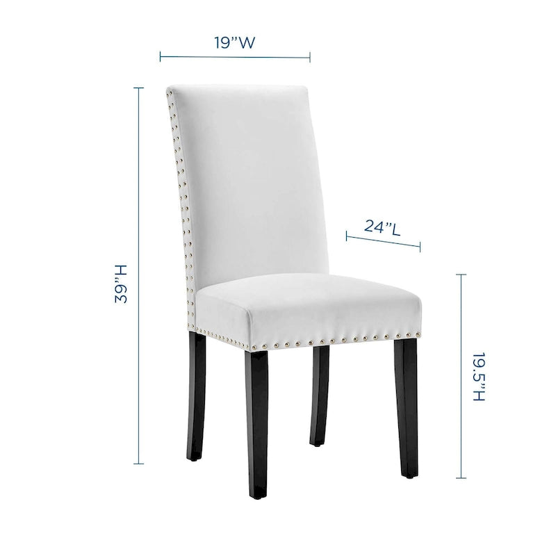 Velvet Nailhead Trim Upholstered Dining Side Chair with Rubberwood Legs