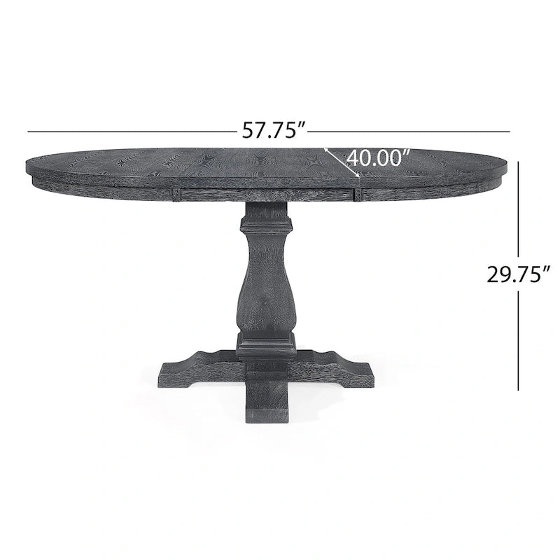 Round Expandable Rustic Wood Pedestal Dining Table Grey Natural Finish