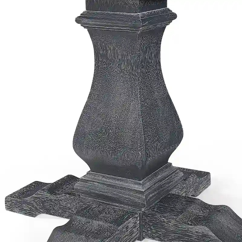 Round Expandable Rustic Wood Pedestal Dining Table Grey Natural Finish