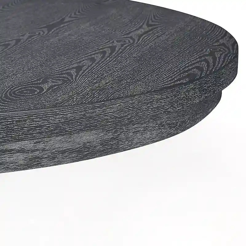 Round Expandable Rustic Wood Pedestal Dining Table Grey Natural Finish