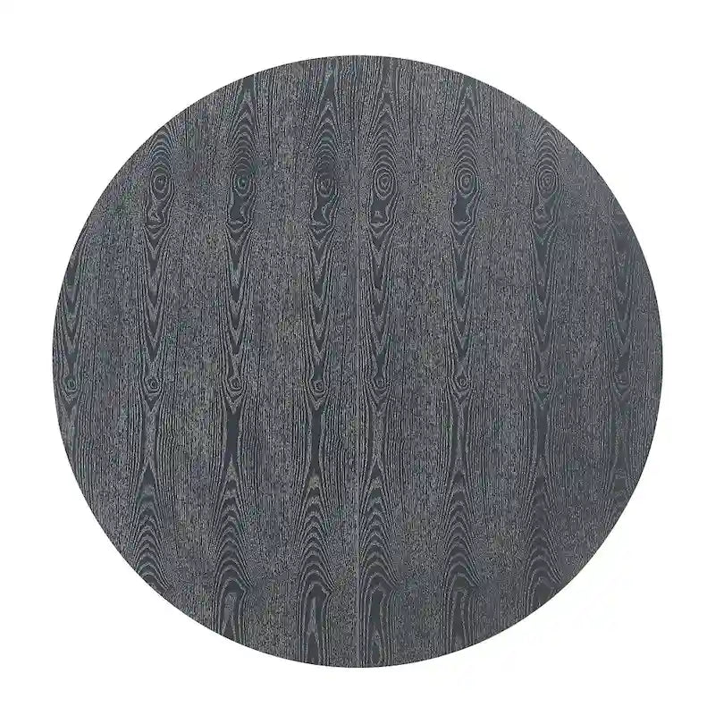 Round Expandable Rustic Wood Pedestal Dining Table Grey Natural Finish