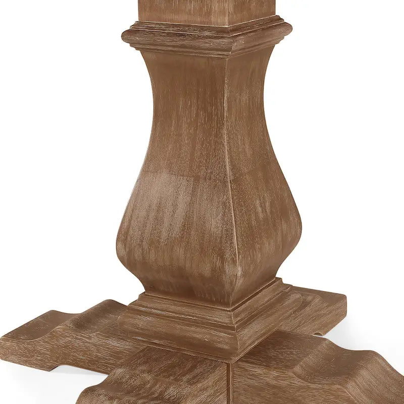 Round Expandable Rustic Wood Pedestal Dining Table Grey Natural Finish