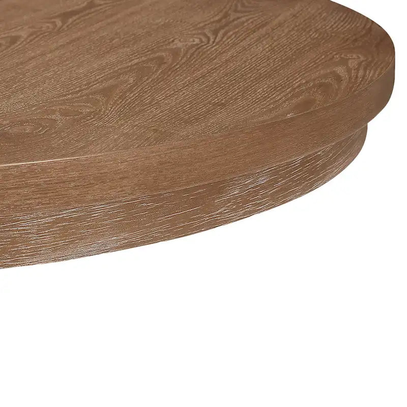 Round Expandable Rustic Wood Pedestal Dining Table Grey Natural Finish