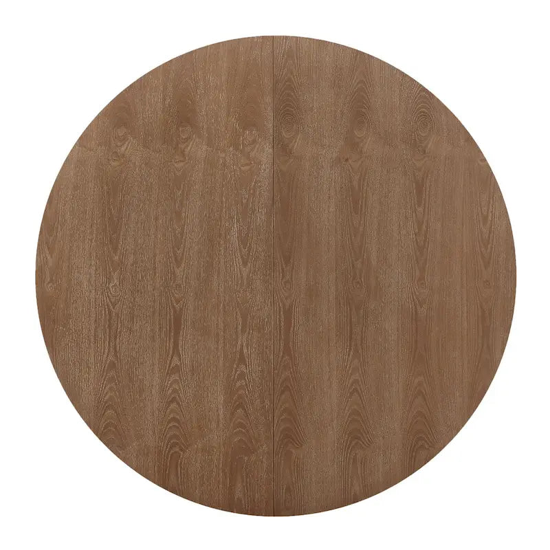 Round Expandable Rustic Wood Pedestal Dining Table Grey Natural Finish