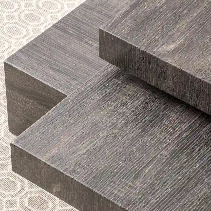 Rotating Three-Tier Black Oak Wood Coffee Table