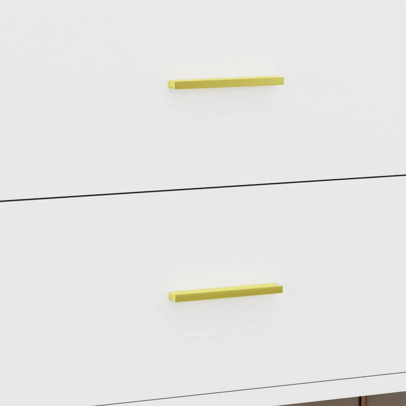 6-Drawer Wide Storage Dresser Chest with Gold Metal Handles Dark Brown White