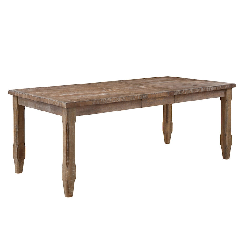 Extendable Solid Hardwood Farmhouse Dining Table with Leaf Driftwood Finish