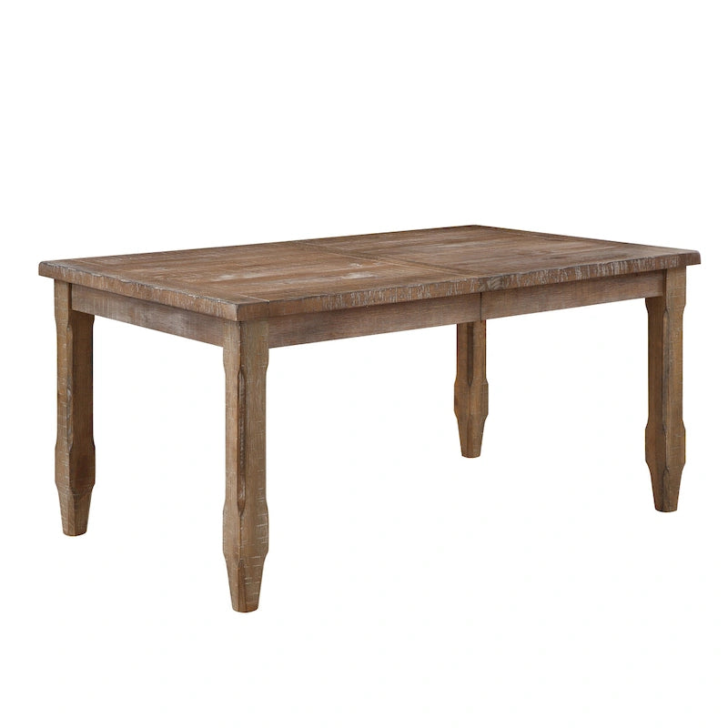Extendable Solid Hardwood Farmhouse Dining Table with Leaf Driftwood Finish