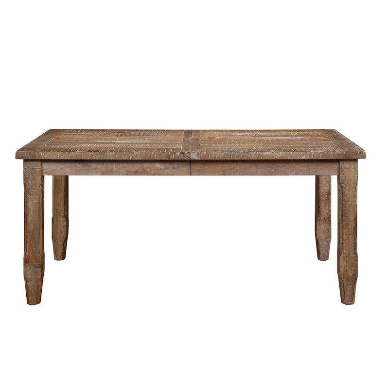 Extendable Solid Hardwood Farmhouse Dining Table with Leaf Driftwood Finish