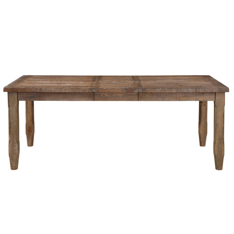 Extendable Solid Hardwood Farmhouse Dining Table with Leaf Driftwood Finish