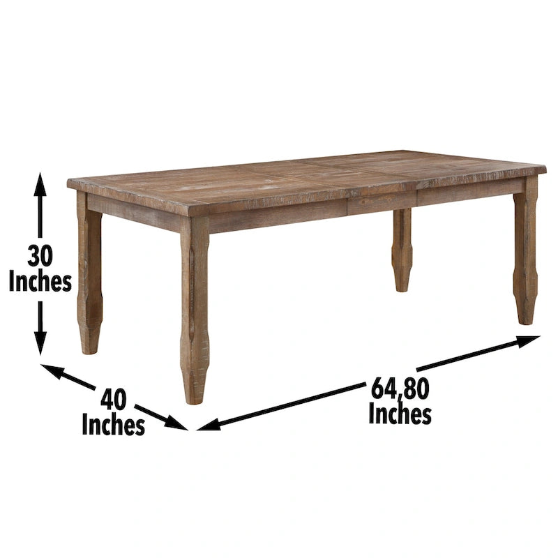 Extendable Solid Hardwood Farmhouse Dining Table with Leaf Driftwood Finish