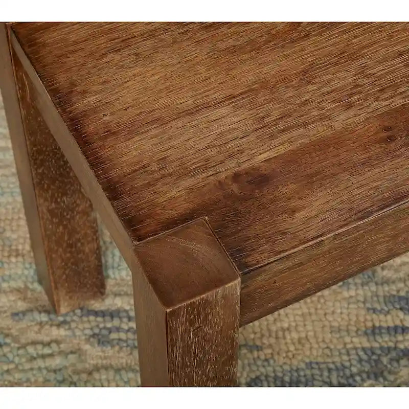 Rustic Solid Wood Dining Bench with Driftwood Brown and Black Finish