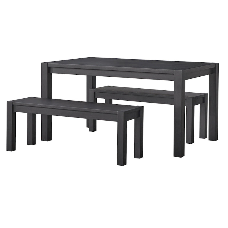 Rustic Solid Wood Dining Bench with Driftwood Brown and Black Finish
