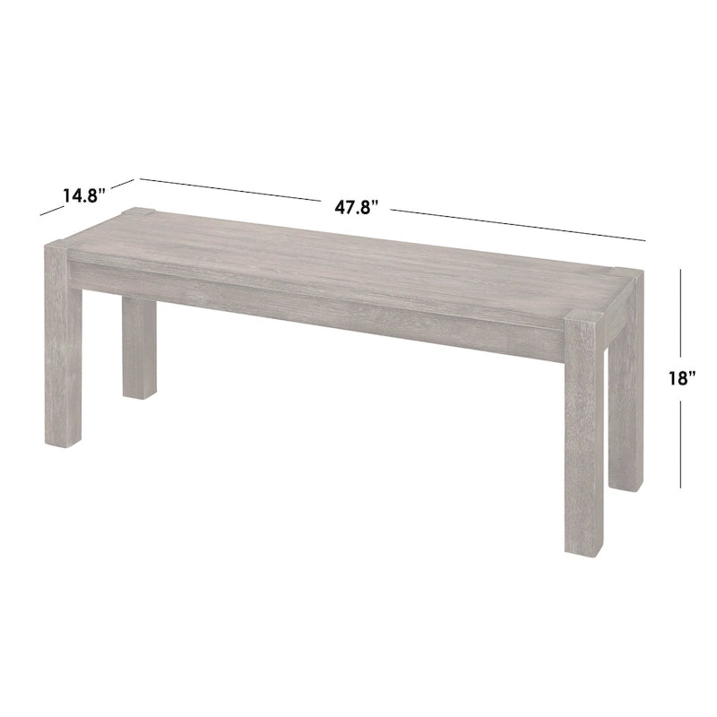 Rustic Solid Wood Dining Bench with Driftwood Brown and Black Finish