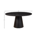 Round Pedestal Dining Table Solid Hardwood Vintage Black Mid-Century Modern