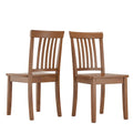 Solid Rubberwood Slat Back Dining Chair Farmhouse Antique Oak Finish
