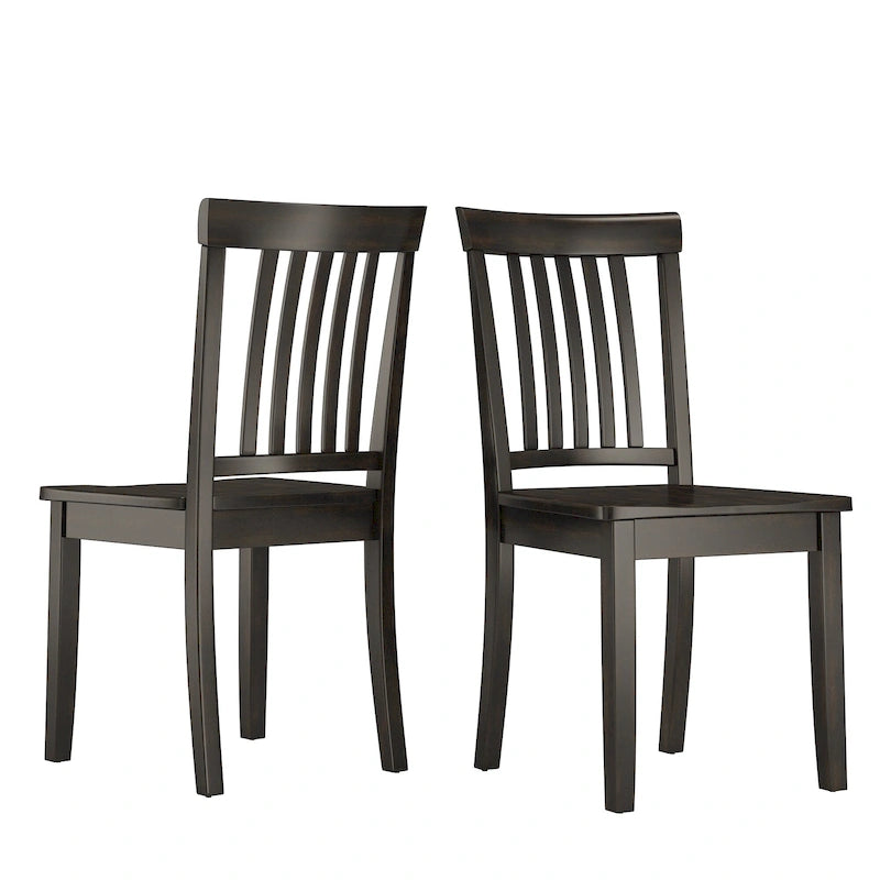 Solid Rubberwood Slat Back Dining Chair Farmhouse Antique Oak Finish