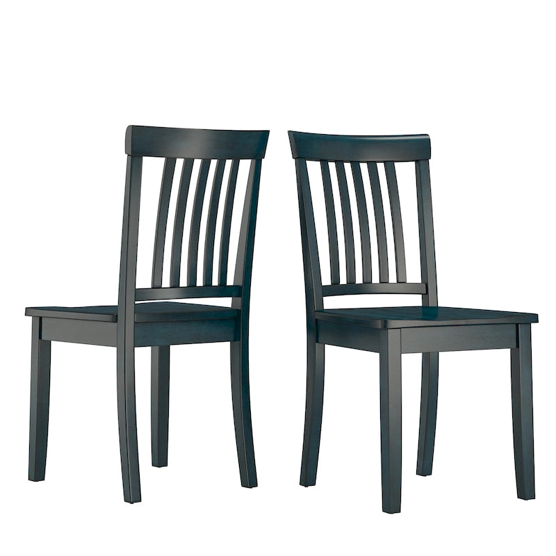 Solid Rubberwood Slat Back Dining Chair Farmhouse Antique Oak Finish