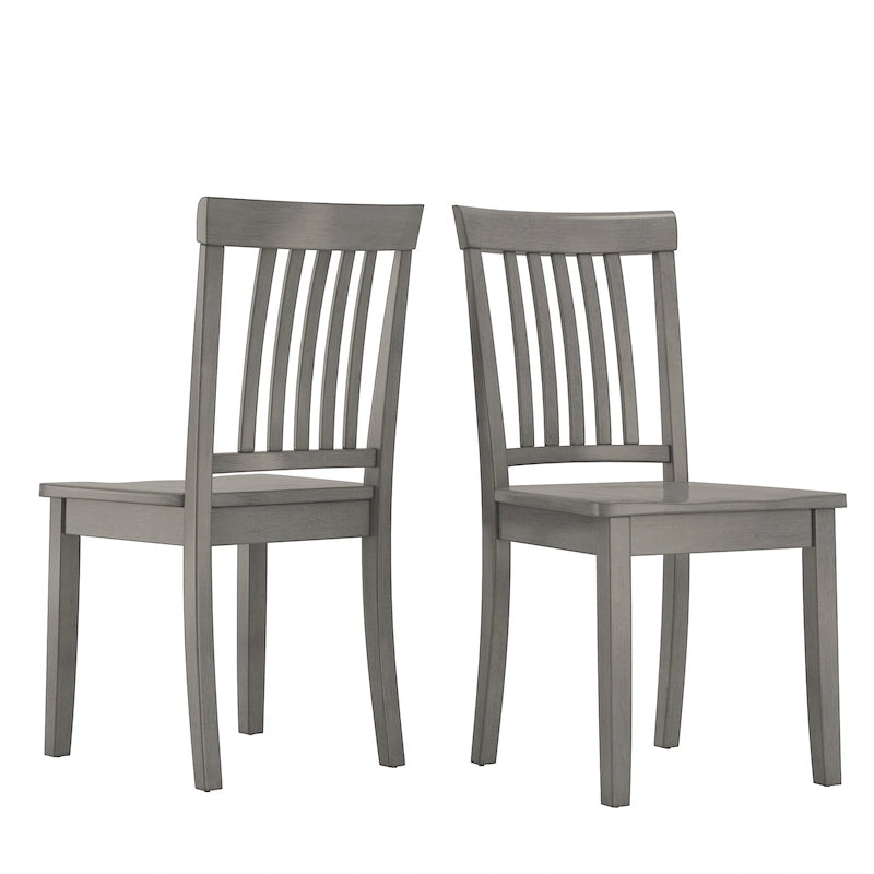 Solid Rubberwood Slat Back Dining Chair Farmhouse Antique Oak Finish
