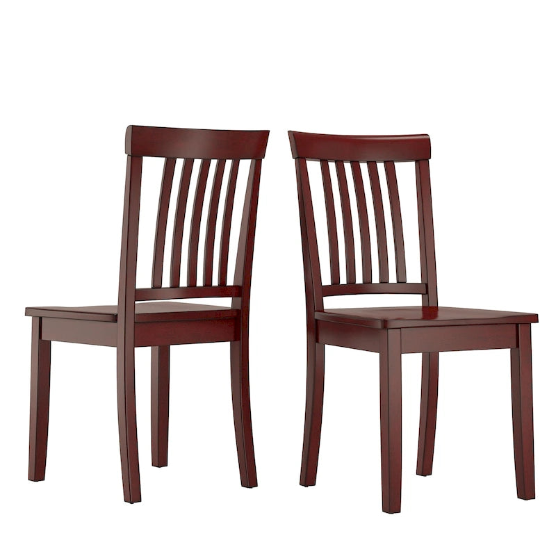 Solid Rubberwood Slat Back Dining Chair Farmhouse Antique Oak Finish