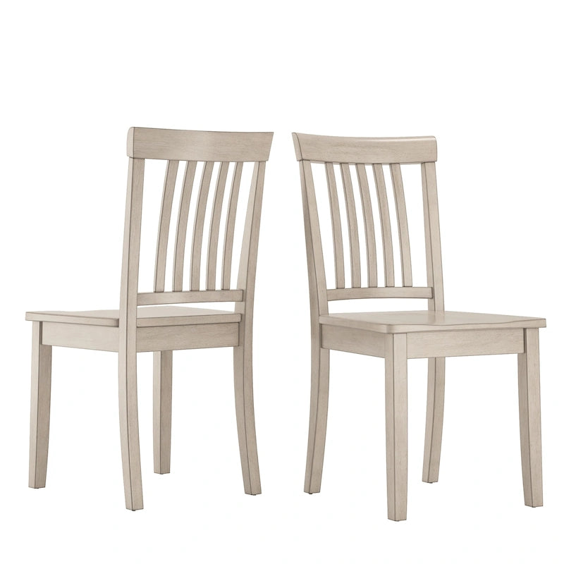 Solid Rubberwood Slat Back Dining Chair Farmhouse Antique Oak Finish