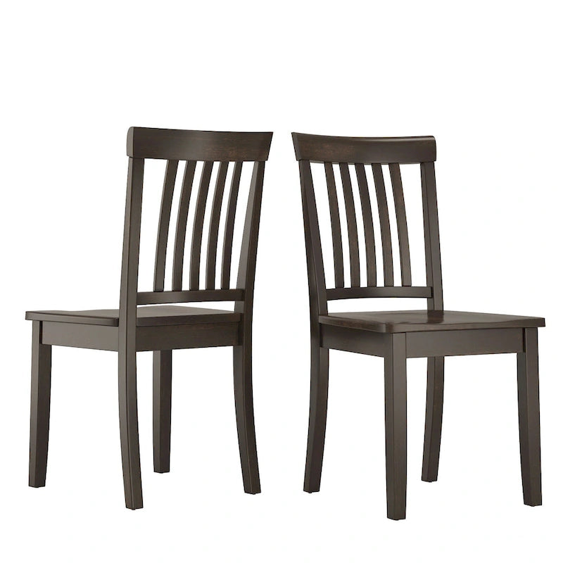 Solid Rubberwood Slat Back Dining Chair Farmhouse Antique Oak Finish