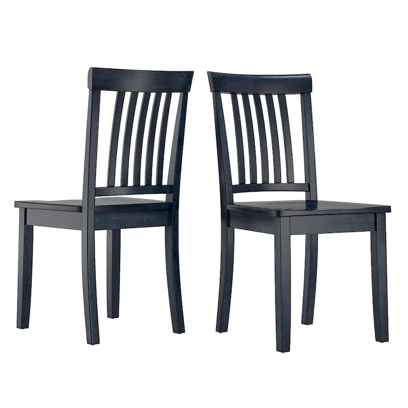 Solid Rubberwood Slat Back Dining Chair Farmhouse Antique Oak Finish