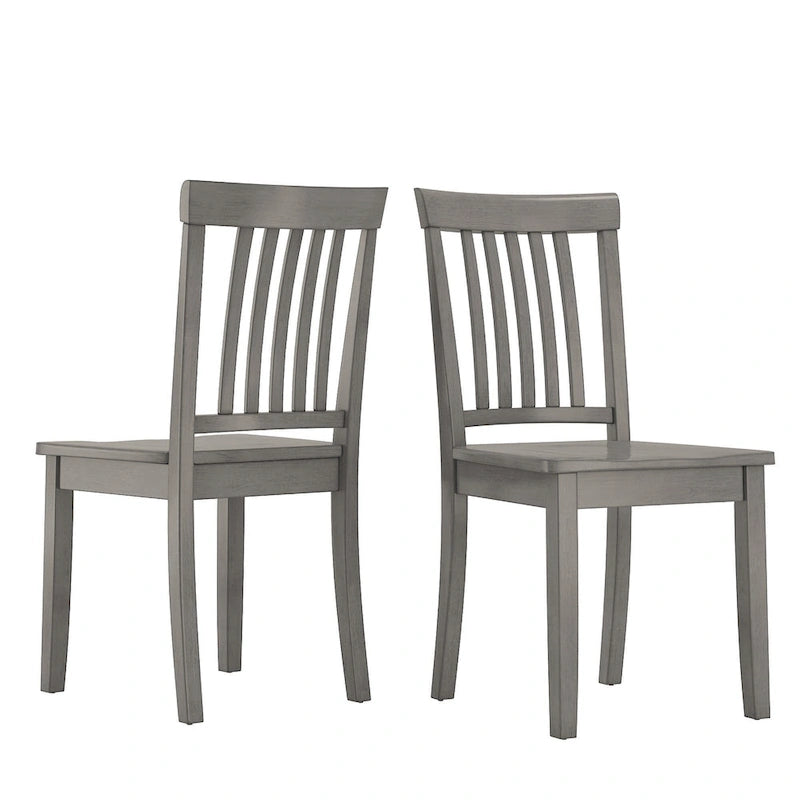 Solid Rubberwood Slat Back Dining Chair Farmhouse Antique Oak Finish