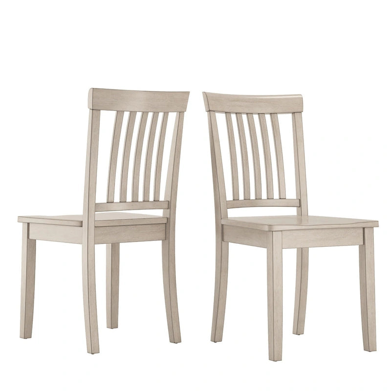 Solid Rubberwood Slat Back Dining Chair Farmhouse Antique Oak Finish