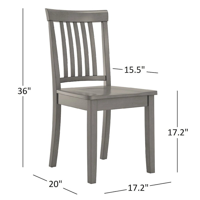 Solid Rubberwood Slat Back Dining Chair Farmhouse Antique Oak Finish