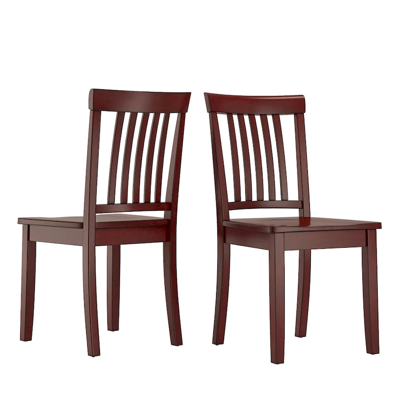Solid Rubberwood Slat Back Dining Chair Farmhouse Antique Oak Finish