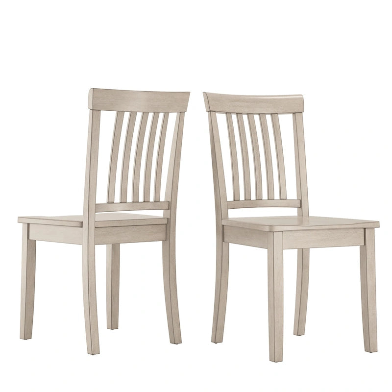 Solid Rubberwood Slat Back Dining Chair Farmhouse Antique Oak Finish