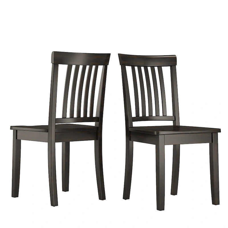 Solid Rubberwood Slat Back Dining Chair Farmhouse Antique Oak Finish