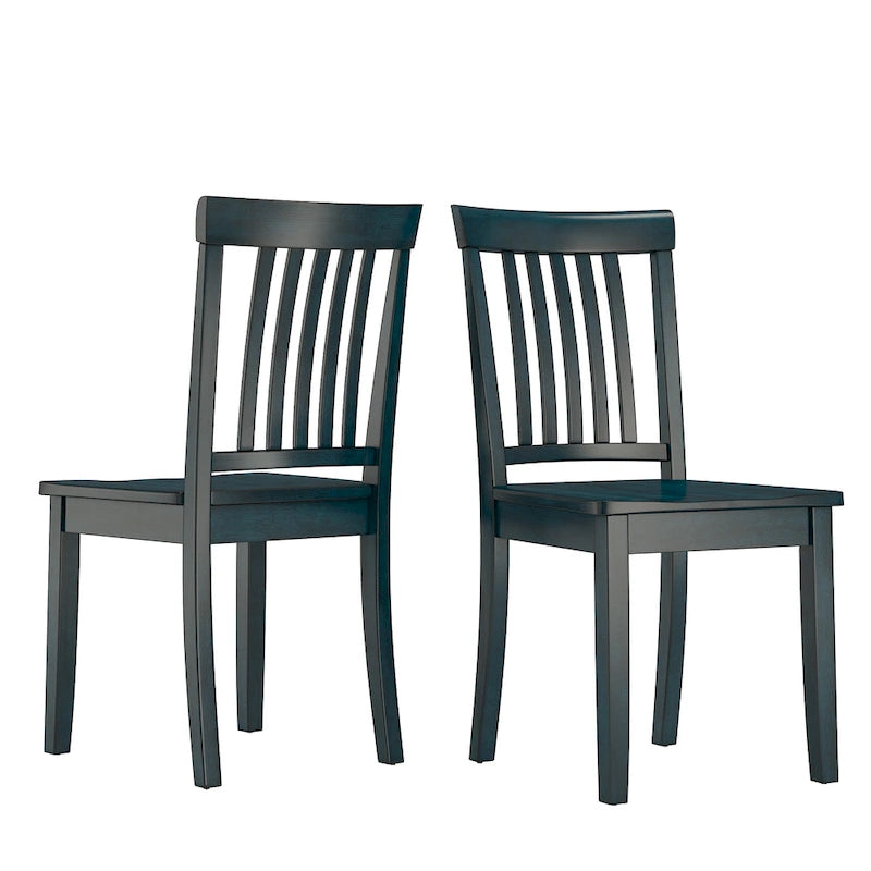 Solid Rubberwood Slat Back Dining Chair Farmhouse Antique Oak Finish