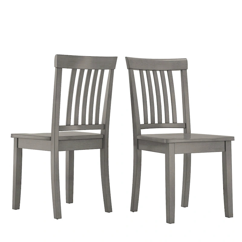 Solid Rubberwood Slat Back Dining Chair Farmhouse Antique Oak Finish