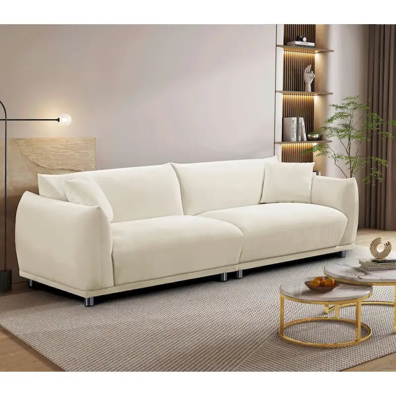 Modern Velvet Sofa with Metal Legs Deep Teal Foam Cushion Seat